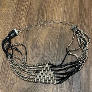 Vintage Silver & black chain beaded belt Punk Rock Biker Bikercore Womens grunge